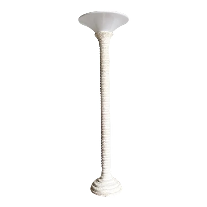 Postmodern Ribbed Color Speckled Pillar Floor Lamp: Incredible vintage postmodern ceramic floor lamp. Features a fibbed body with a pink green and purple speckled over white finish. Condition: Alterations: Original Condition Unaltered Imperfections: So