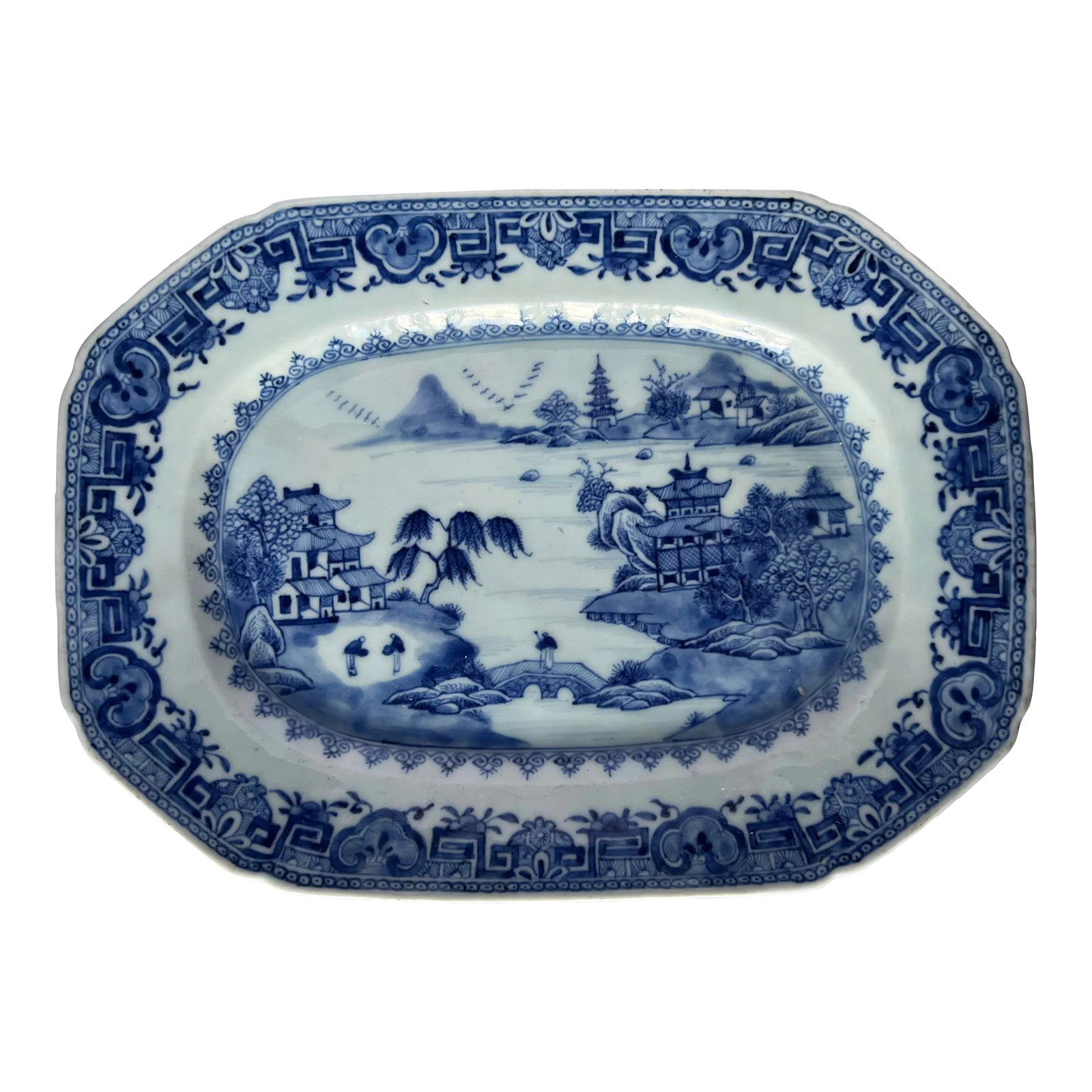 18th Century Chinese Export Blue & White Landscape Platter (1 of 7)