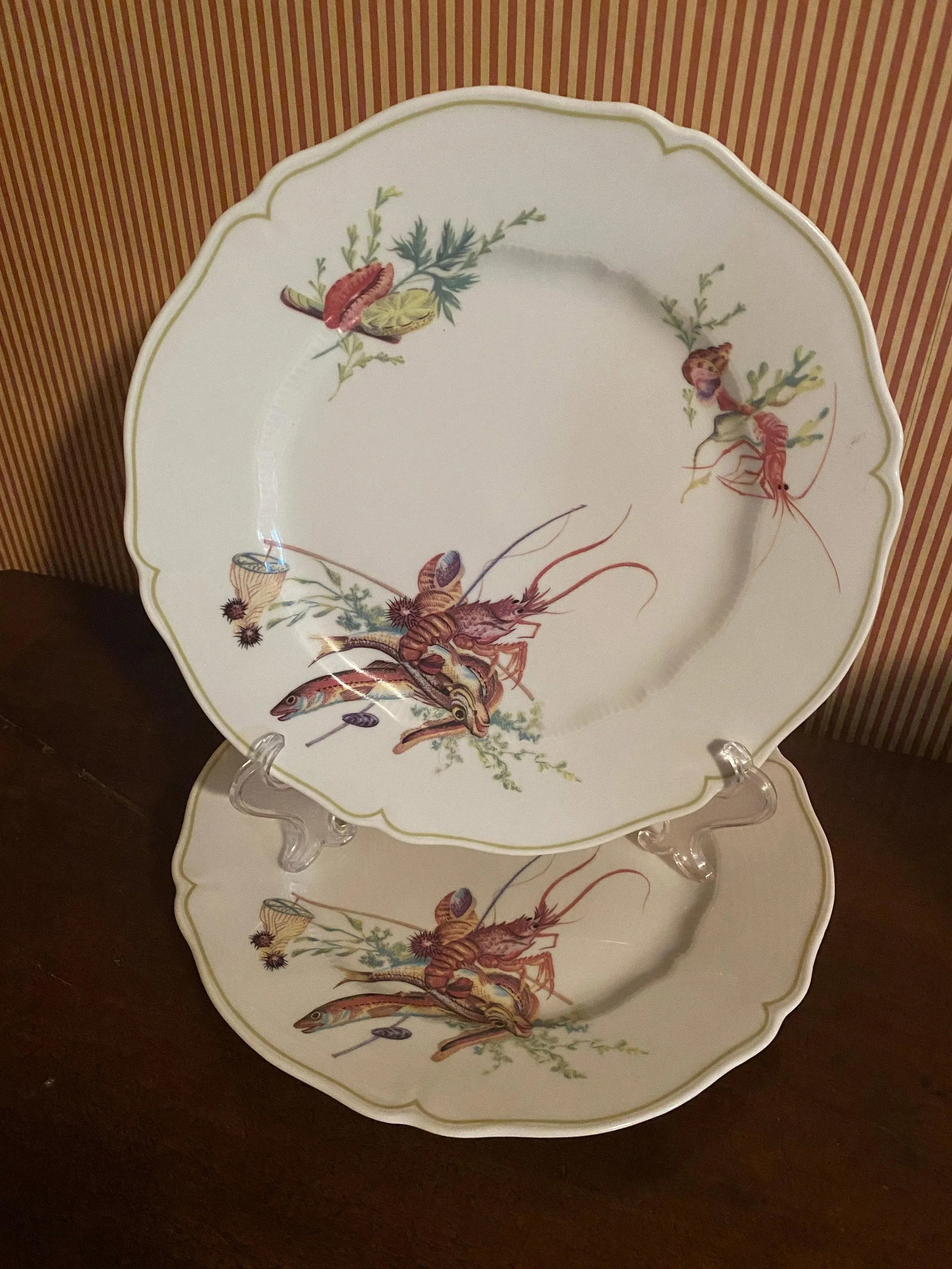 1950s Haviland Limoges Fish and Crustacean Design Dinner Plates - Set of 12 - 4