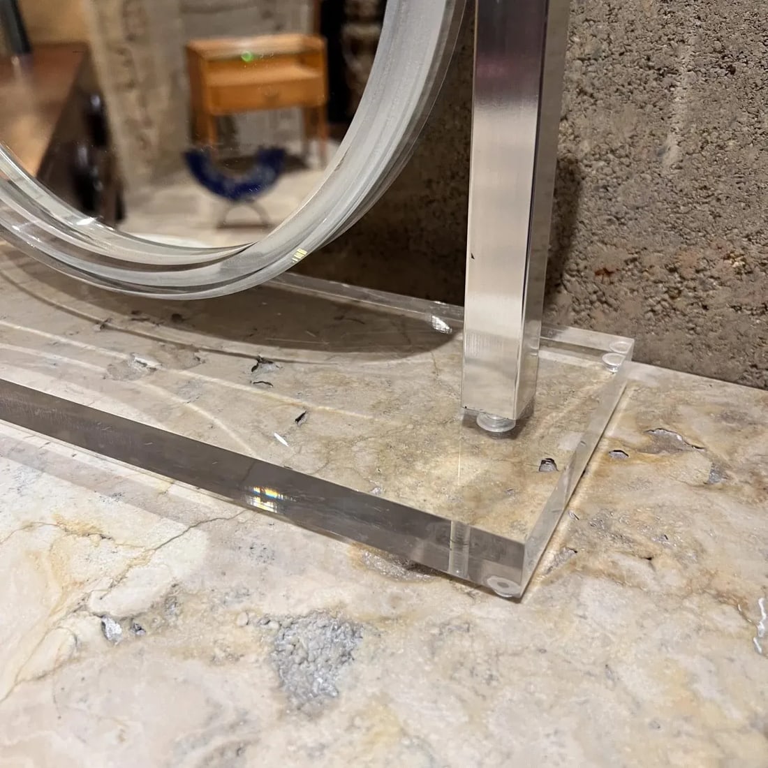 1970s Style Charles Hollis Jones Table Vanity Mirror Lucite & Chrome - 6