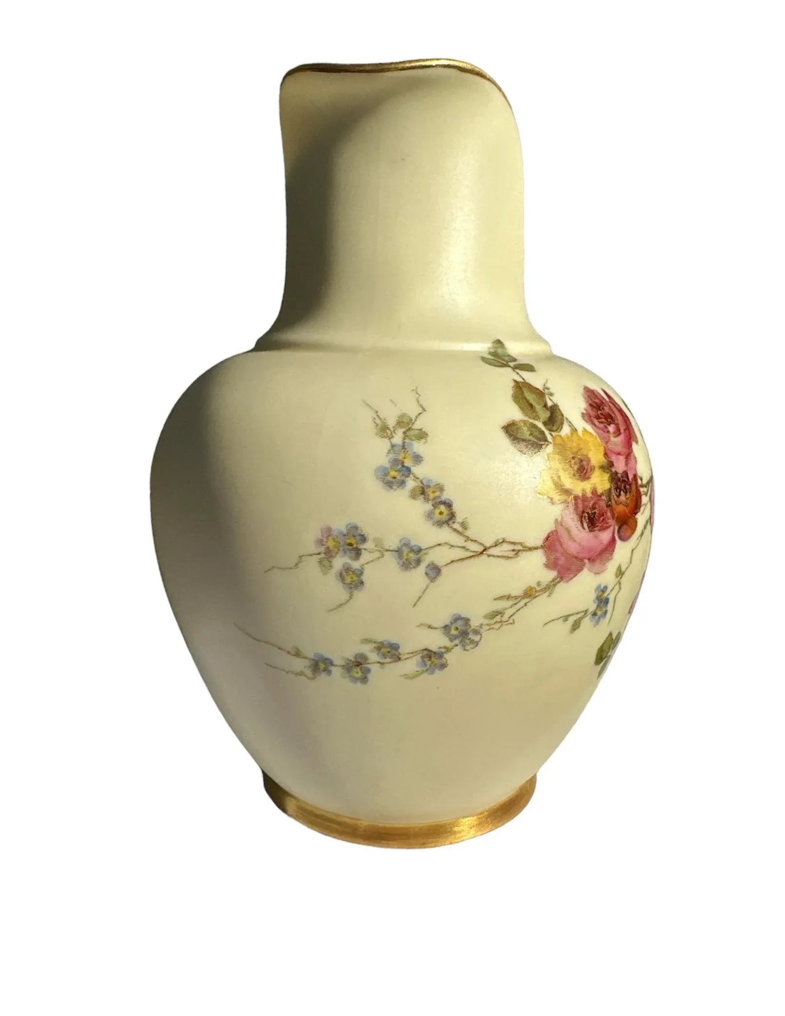 Antique Royal Worchester 1895 Bone China Pitcher Jug Gilt Handle - 4