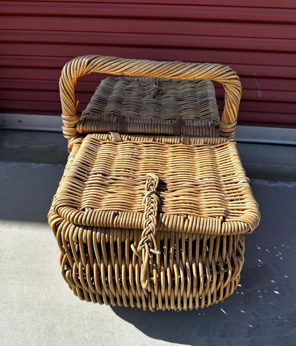 Vintage French Double Sided Picnic Basket - 5