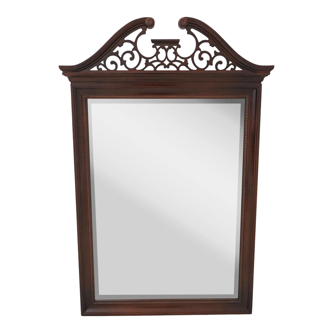 Thomasville Chippendale Mahogany Beveled Glass Mirror: Age: Approx: 20 Years Old Details: Mahogany Beveled Glass Mirror Quality Construction 18 C. Design Pierced Arched Top Reddish Mahogany Finish Offered @ Fraction Original Retail Cost Condition: