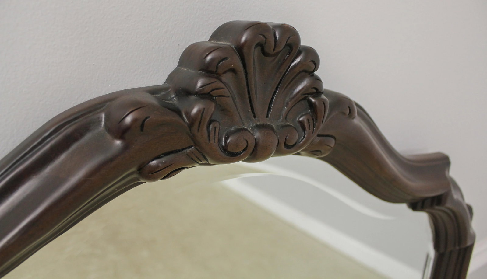 Century French Style Cherry Beveled Glass Mirror - 7