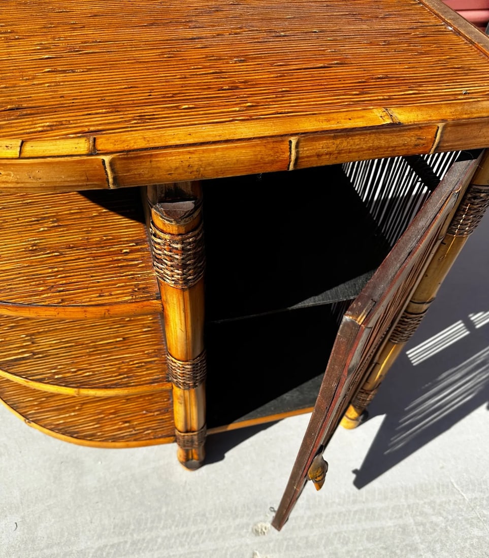 Vintage Bamboo 3 Shelf Cabinet - 4