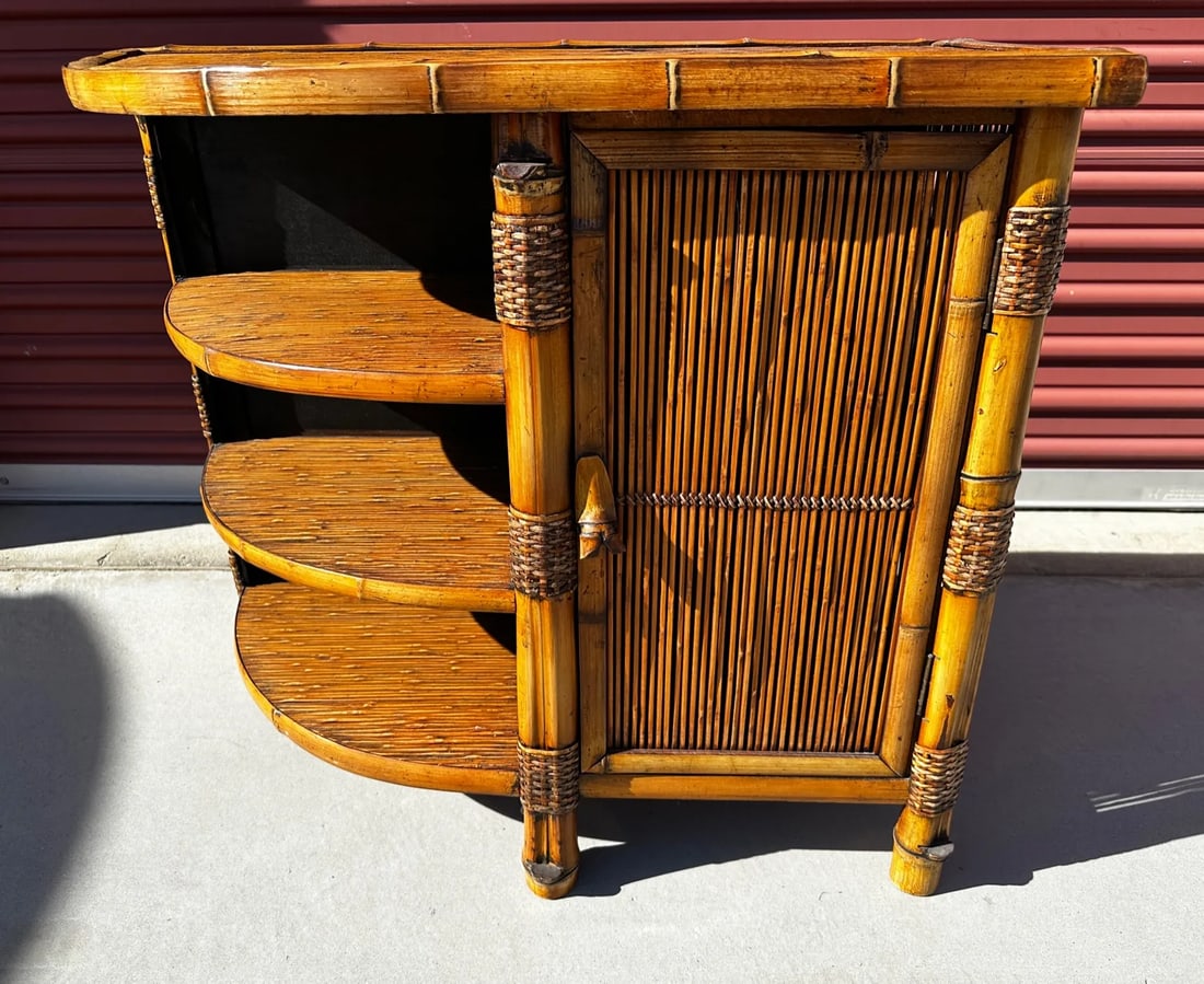 Vintage Bamboo 3 Shelf Cabinet - 5