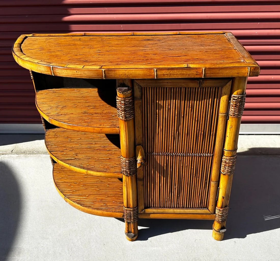 Vintage Bamboo 3 Shelf Cabinet - 7