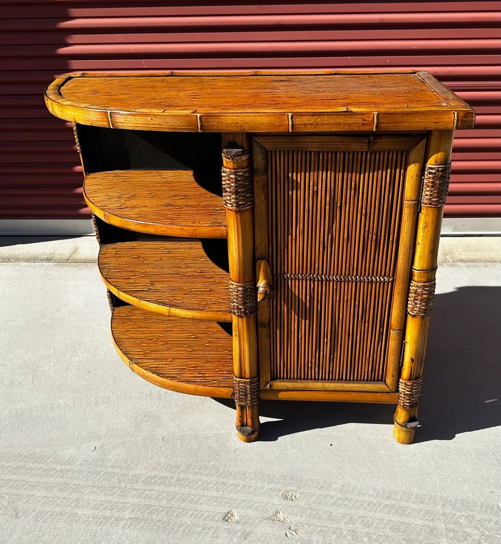 Vintage Bamboo 3 Shelf Cabinet - 8