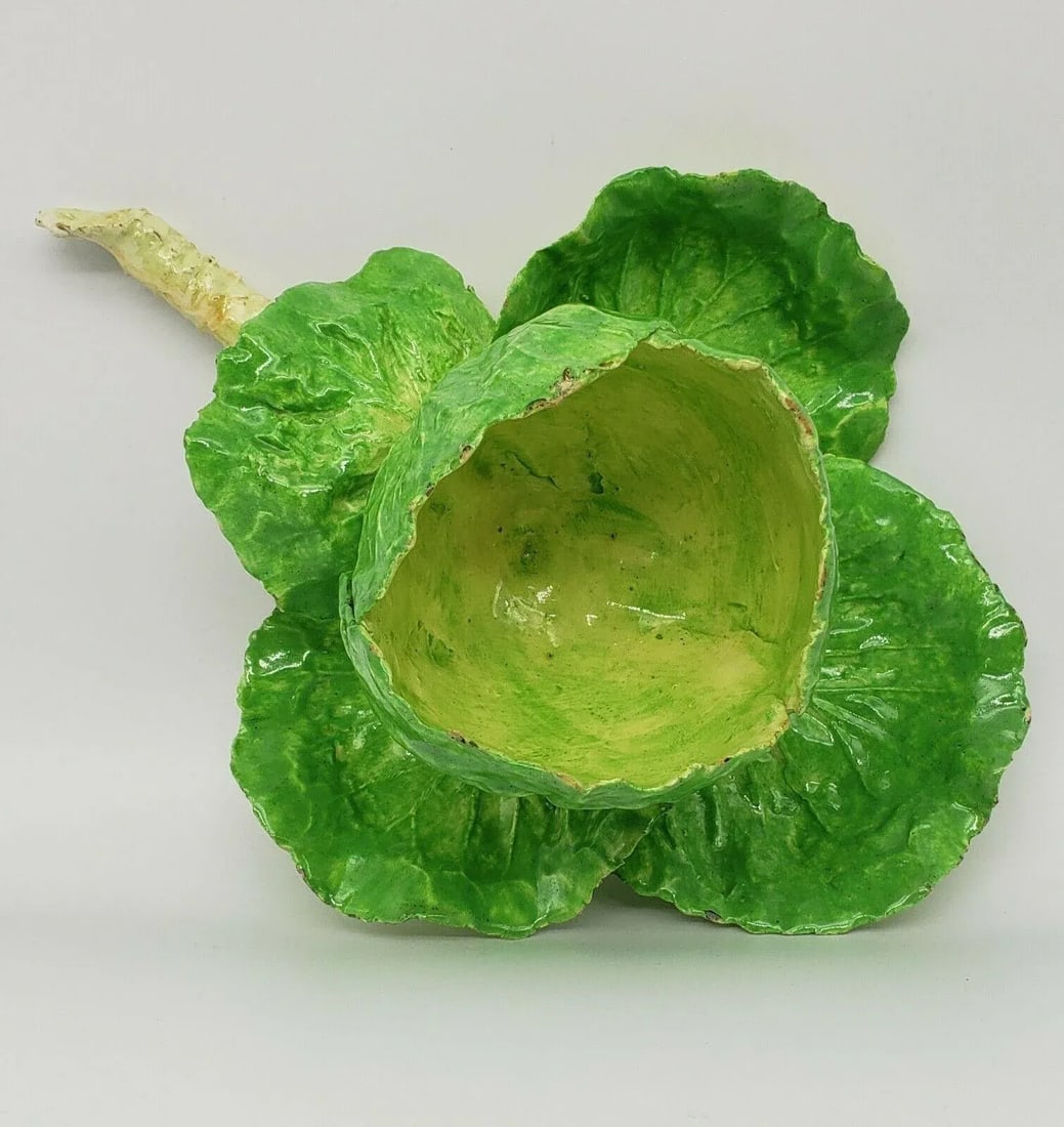 Antique 19th Century Italian Crown M Naples Napoli Lettuceware Cabbage Leaf Bowl - 10