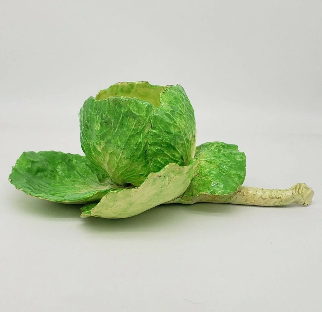 Antique 19th Century Italian Crown M Naples Napoli Lettuceware Cabbage Leaf Bowl - 12