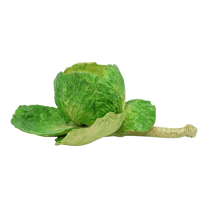 Antique 19th Century Italian Crown M Naples Napoli Lettuceware Cabbage Leaf Bowl: Antique 19th century Italian Naples Napoli Crown M cabbage or lettuce leaf bowl. Naturalistically molded leaves form a bowl with stem handle. Fully marked on the underside. Measures 9 3/4" long x 7 1/