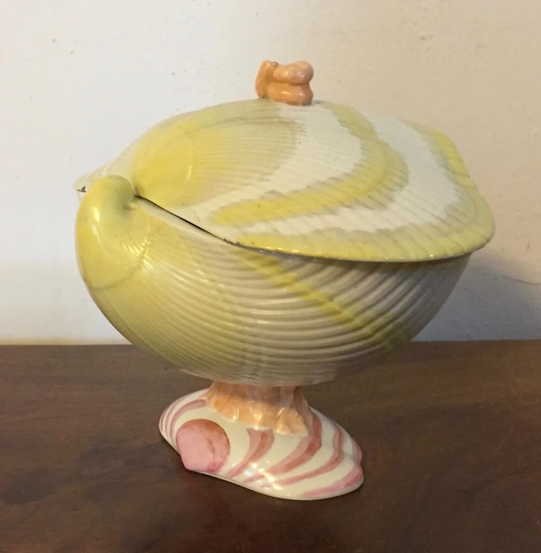 Antique Early 19th Century Wedgwood Creamware Pearlware Nautilus Sea Shell Sauce Tureen or Box - 3