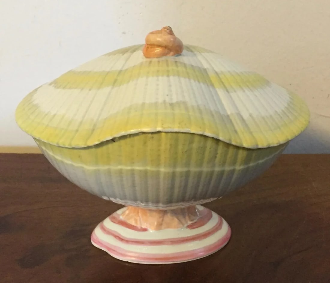 Antique Early 19th Century Wedgwood Creamware Pearlware Nautilus Sea Shell Sauce Tureen or Box - 4