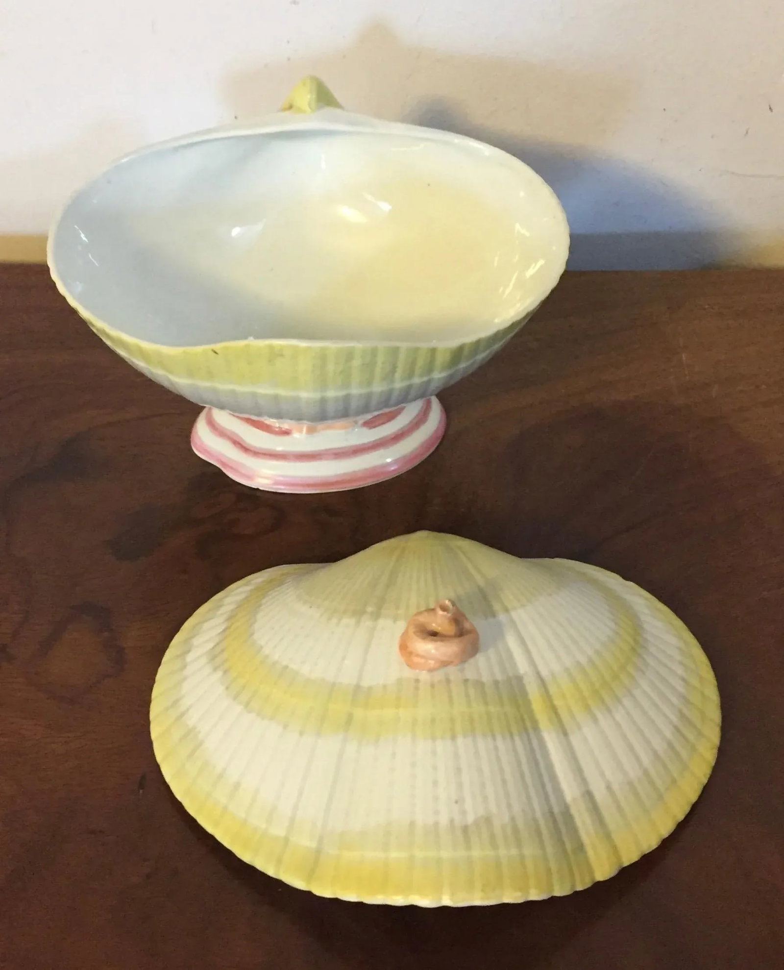 Antique Early 19th Century Wedgwood Creamware Pearlware Nautilus Sea Shell Sauce Tureen or Box - 9