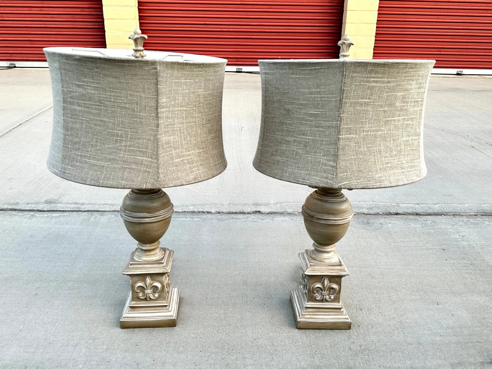 Pair of Rh Style Fleur De Lis Table Lamps W/Shimmer Shade - 2