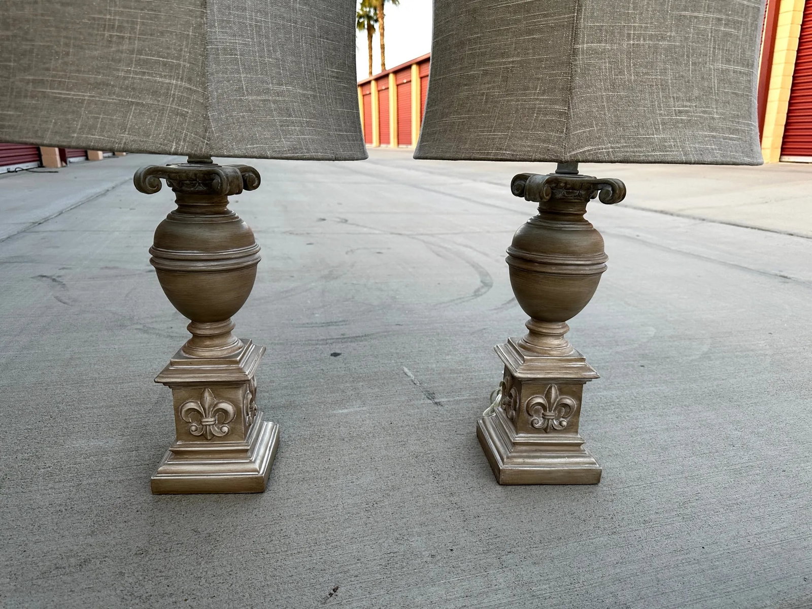 Pair of Rh Style Fleur De Lis Table Lamps W/Shimmer Shade - 3