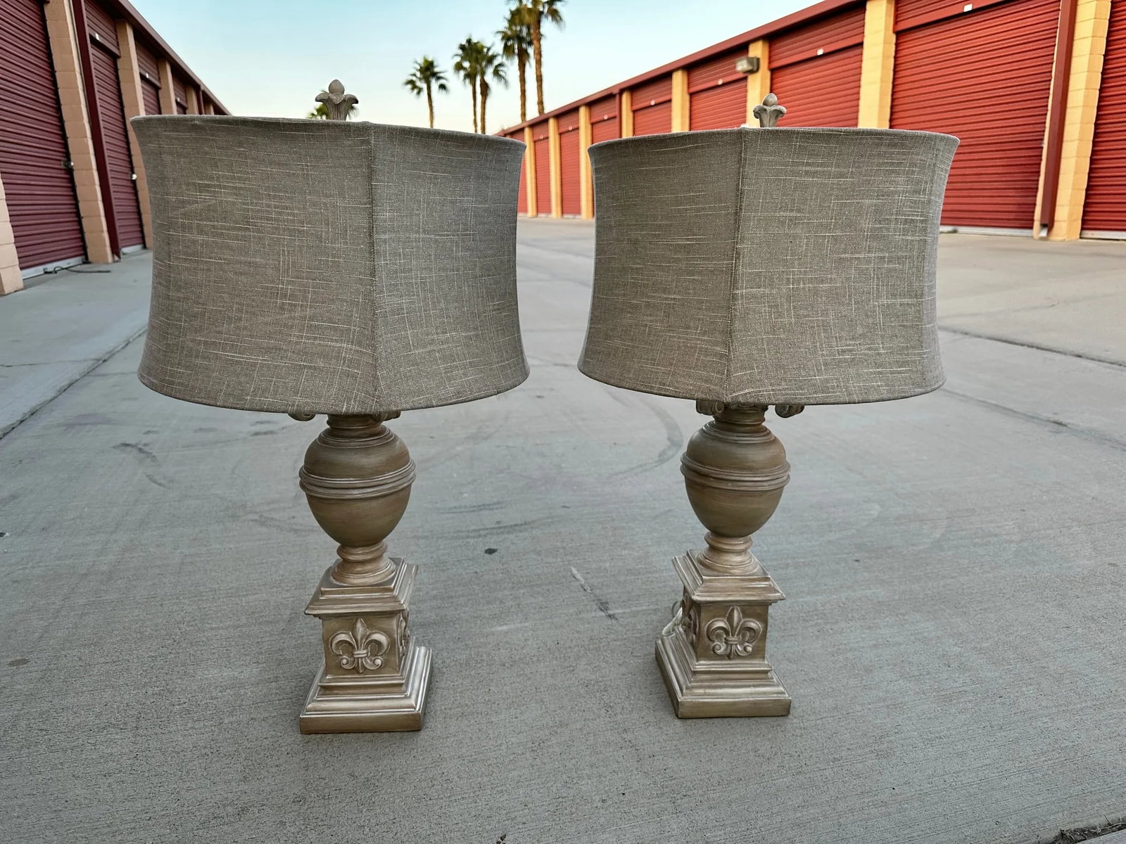 Pair of Rh Style Fleur De Lis Table Lamps W/Shimmer Shade - 4