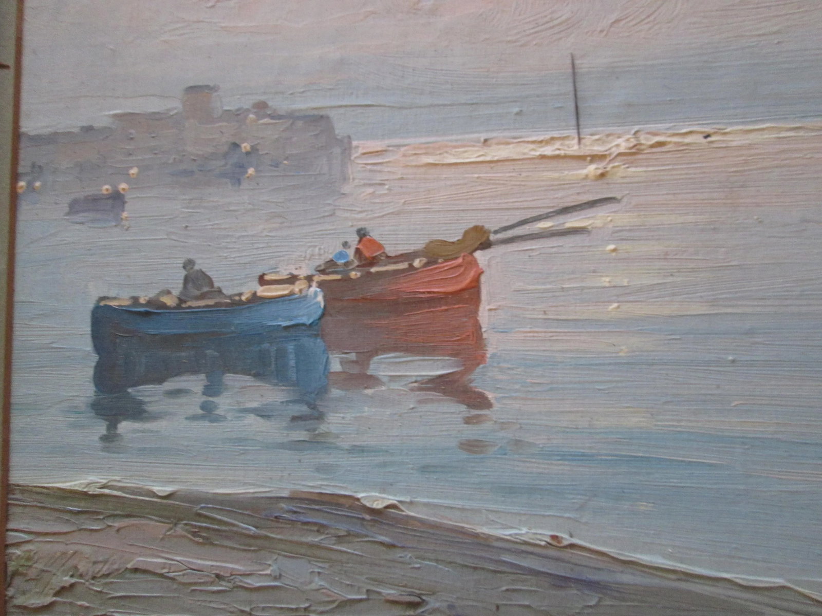 Seascape Painting in Vintage Pastels Oil or Acrylic, Signed Corso - 5