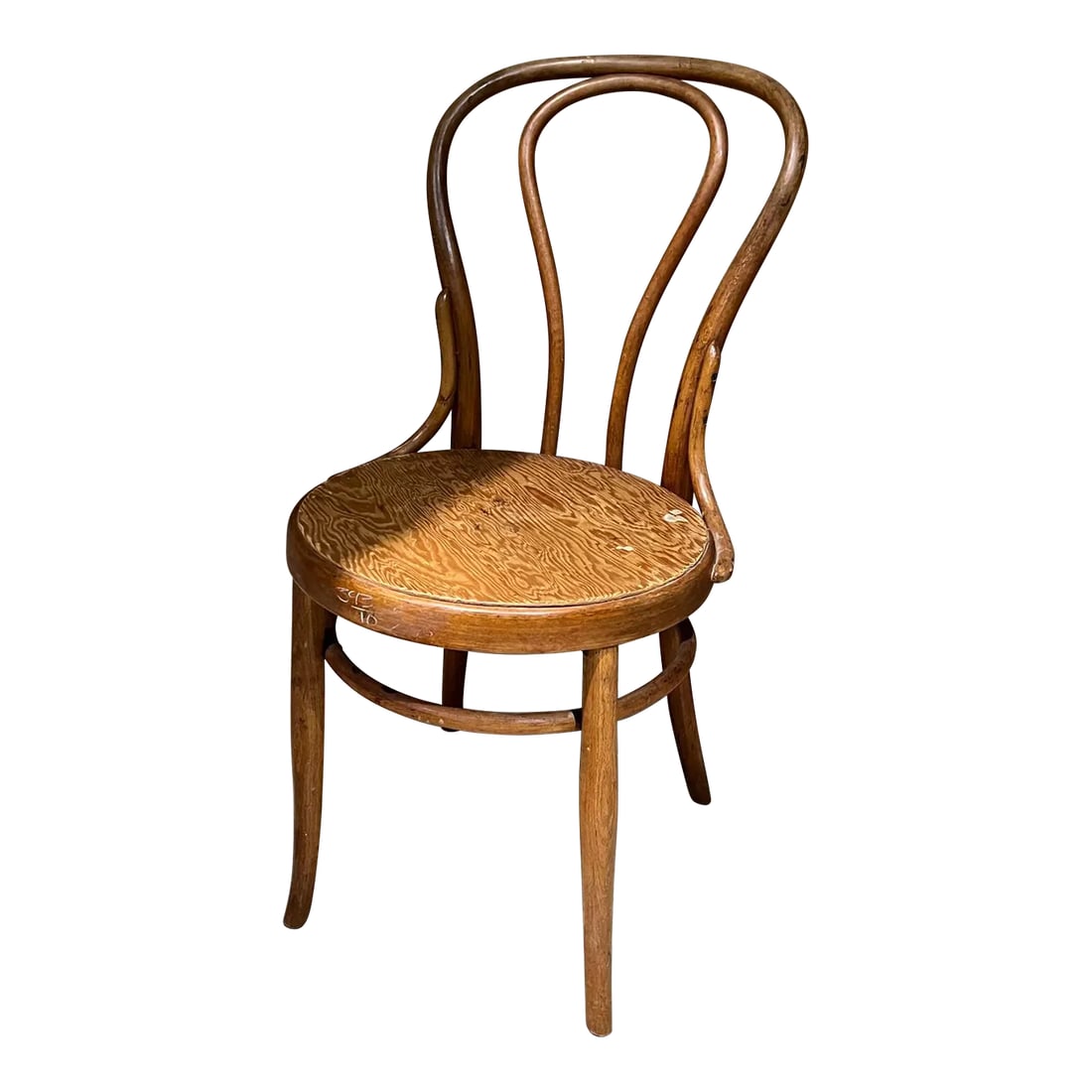 1930s Vintage Thonet Cafe Chair Bentwood Stamped Austria: AMBIANIC presents Vintage Thonet Project Chair. Stamped AUSTRIA. Bentwood Plywood 33.5 tall x 18 w x 20.25 d Seat 17.5 Original fair vintage condition unrestored. Plywood seat replaced the original ca