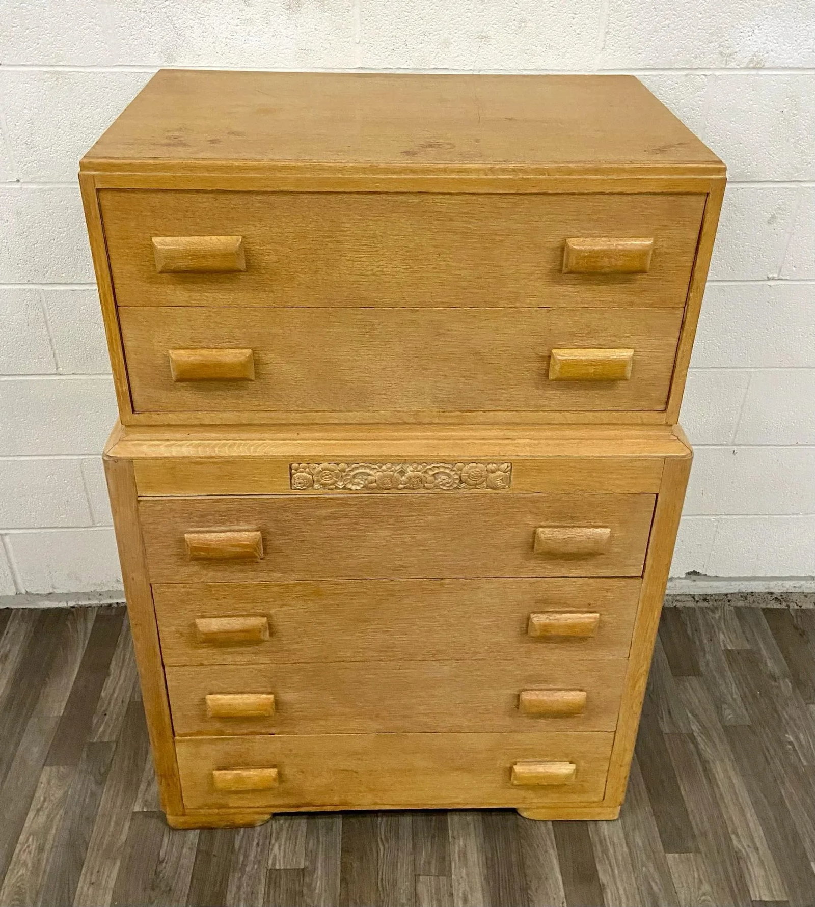 Vintage Thomasville Mid Century Blonde Art Deco Style Chest of Drawers - 2