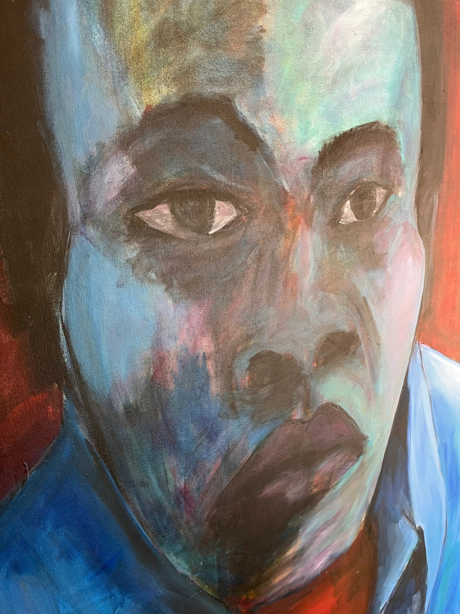 Large Vintage Expressionist Oil Portrait Unsigned - 10