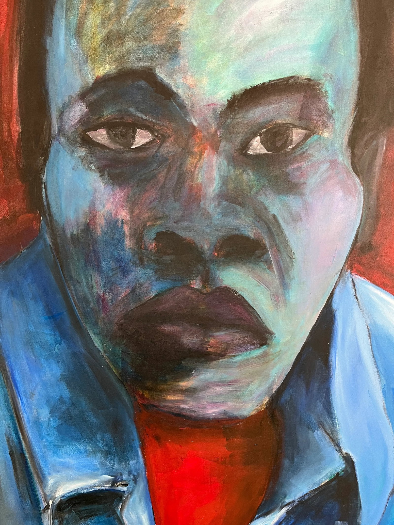 Large Vintage Expressionist Oil Portrait Unsigned - 5