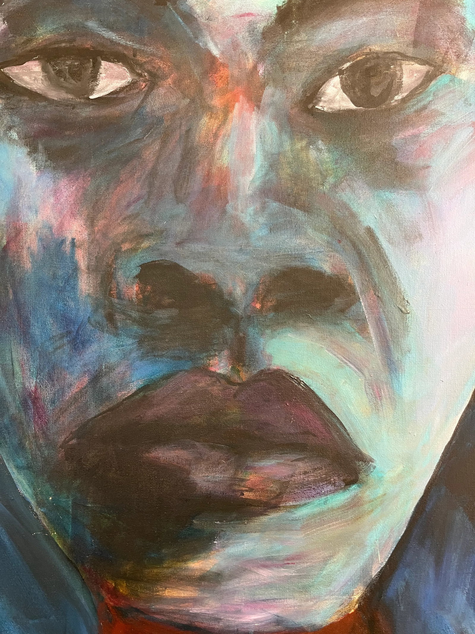 Large Vintage Expressionist Oil Portrait Unsigned - 6