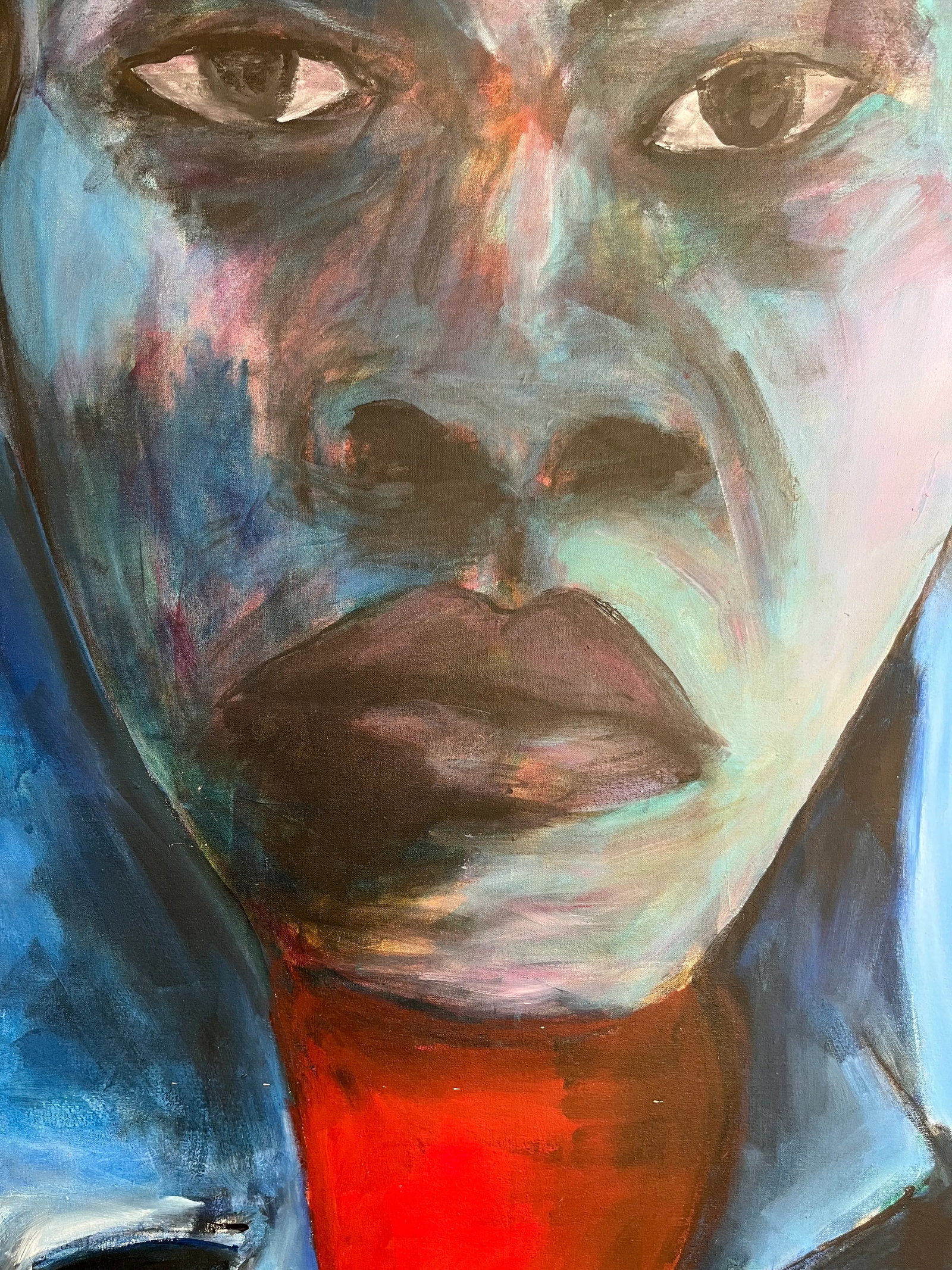 Large Vintage Expressionist Oil Portrait Unsigned - 7