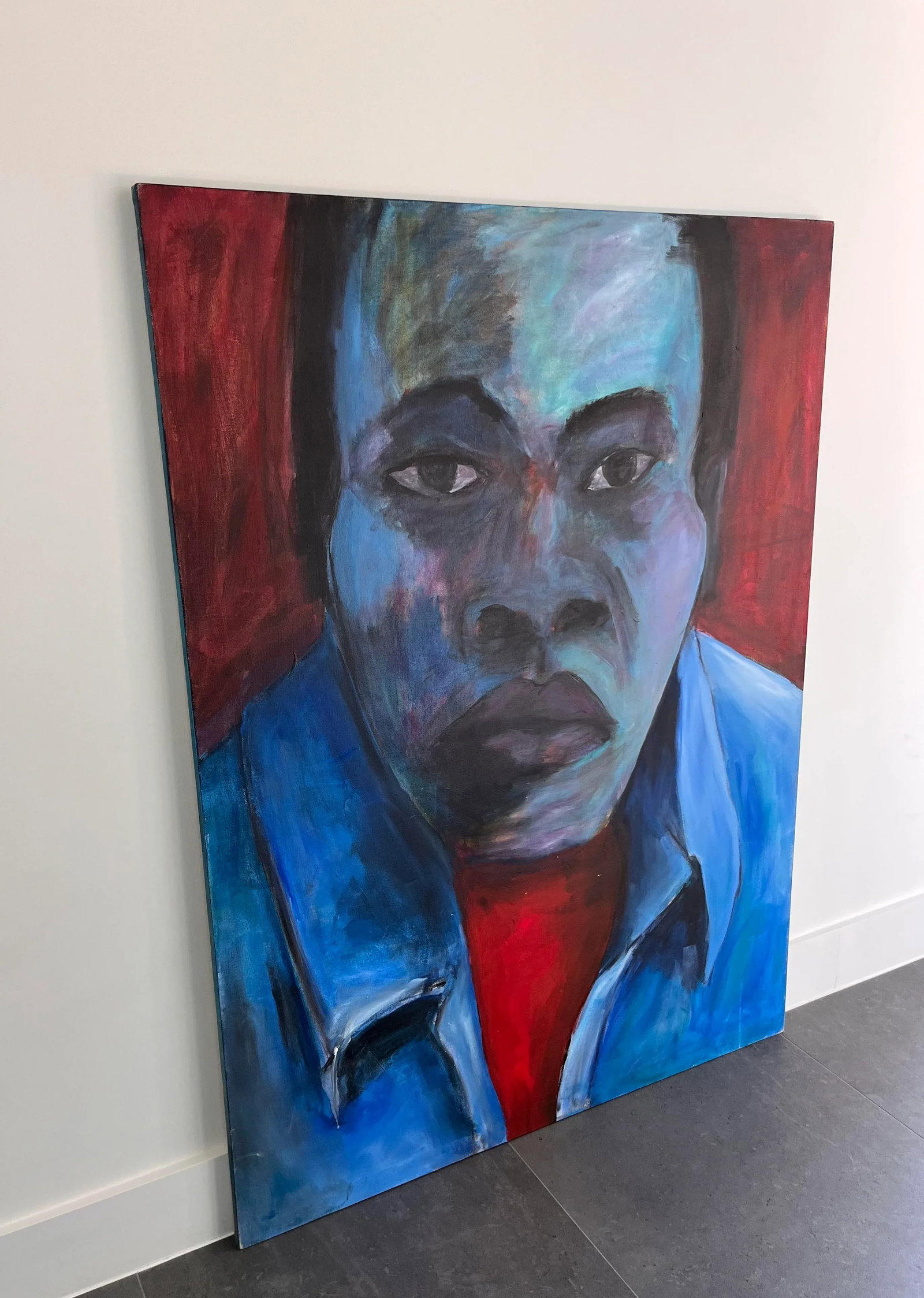 Large Vintage Expressionist Oil Portrait Unsigned - 8