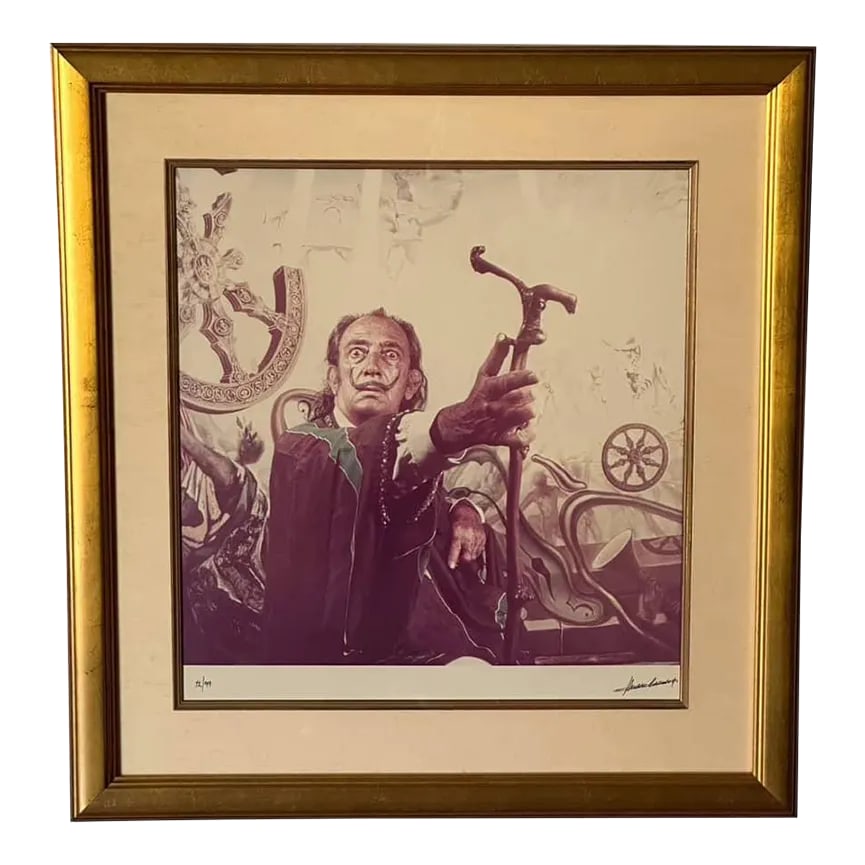 Marc Lacroix Vintage Color Photograph of Salvador Dali With His Cane: Marc Lacroix color photograph of Salvador Dali with his cane. Marc Lacroix (1927-2007) was a French photographer. In the Dali Museum in Figueres, Spain, there is a large room dedicated to Lacroix wher