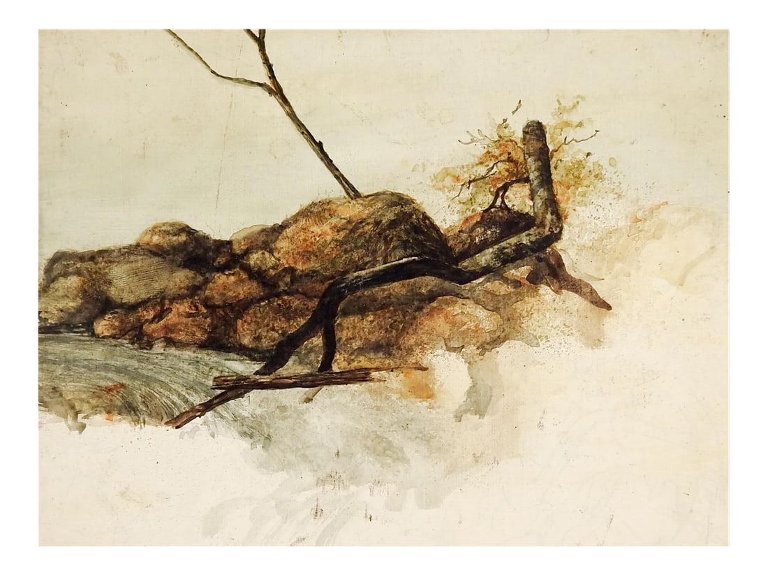 Vintage River Rapids Painting Study