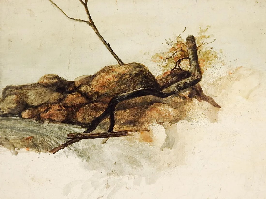 Vintage River Rapids Painting Study - 3