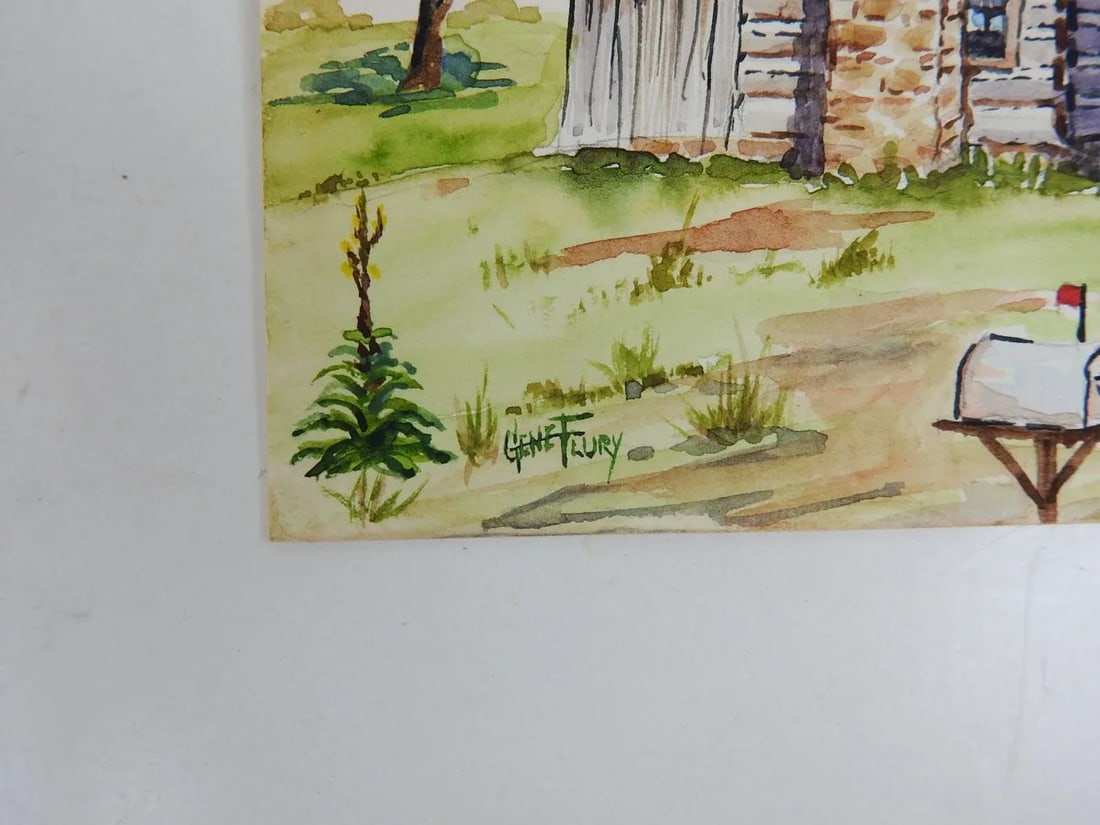 Small Rustic Log Cabin Watercolor Painting - 2