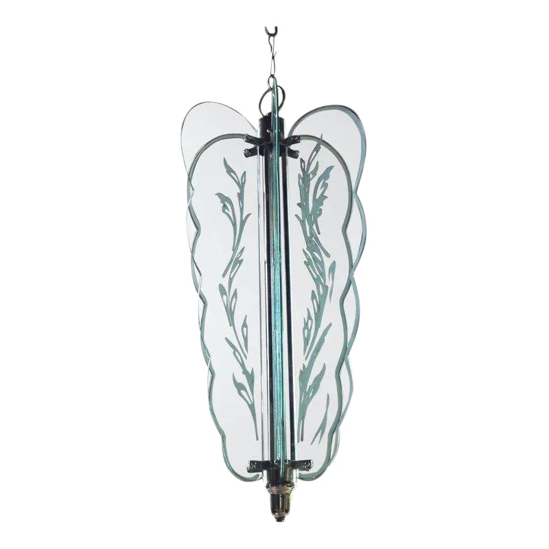Art Deco Butterfly Chandelier: An incredibly unique Art Deco etched glass butterfly chandelier. Newly rewired and ready to install. Condition: Alterations: Original Condition Unaltered Imperfections: Some Imperfections Condition