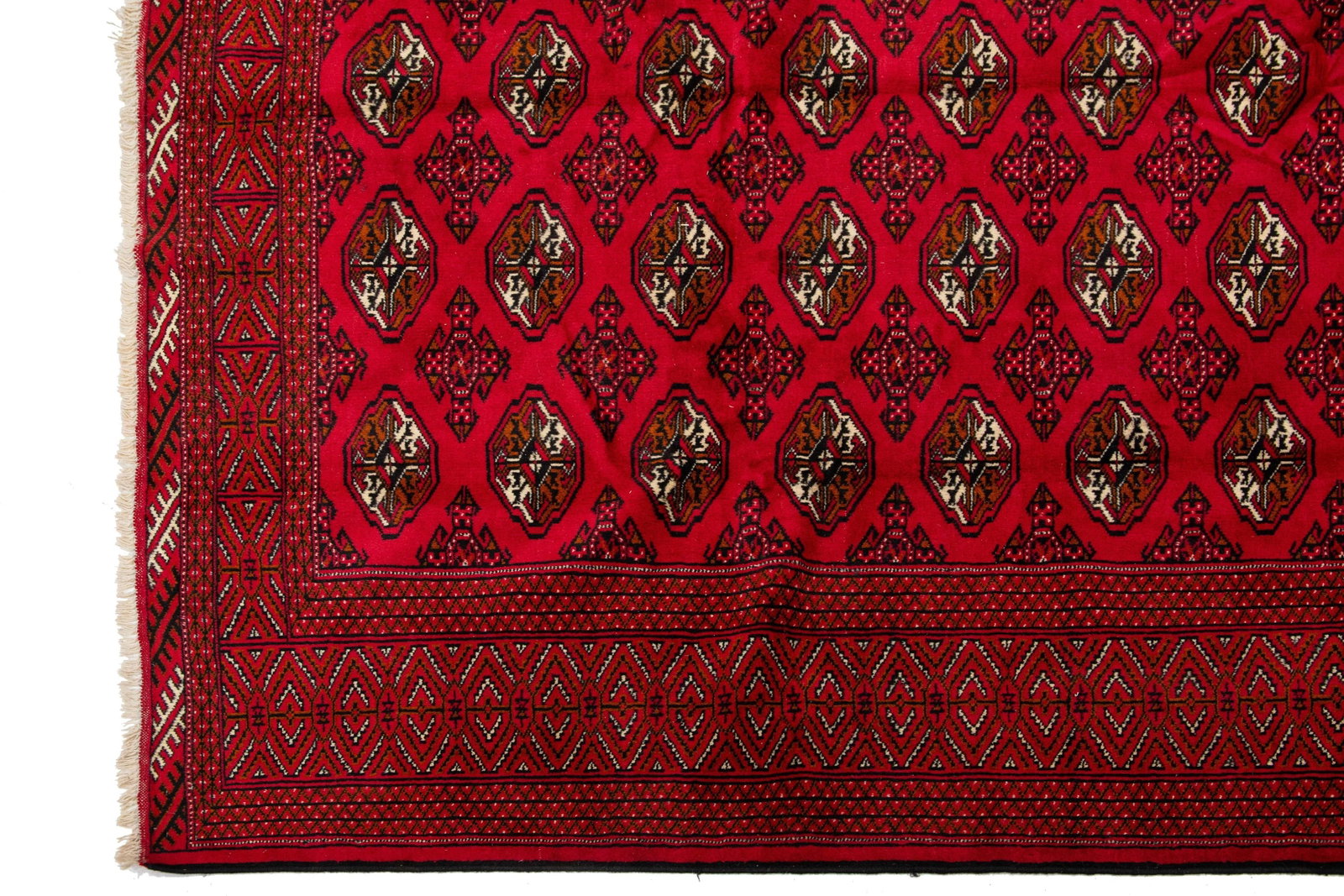 1960s Red 1960s Handmade Persian Wool Rug With Geometric Motif - 4