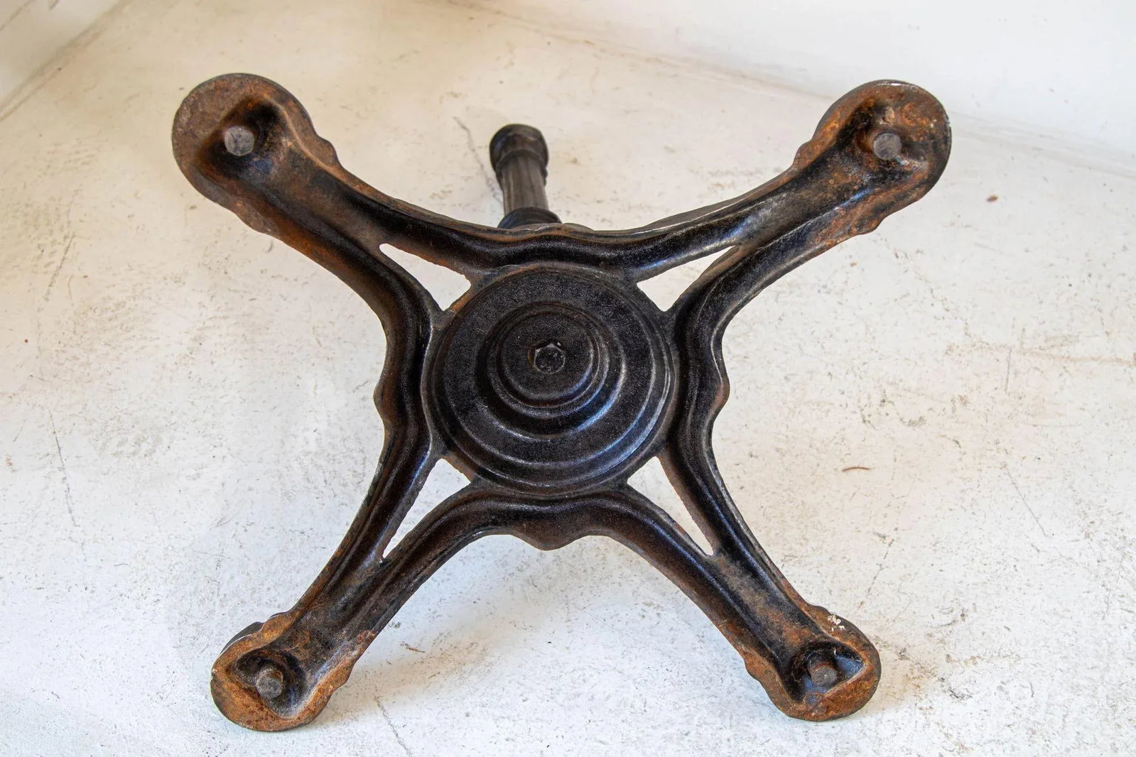 1920s Antique French Cast Iron Bistro Table Stand a Pair - 10