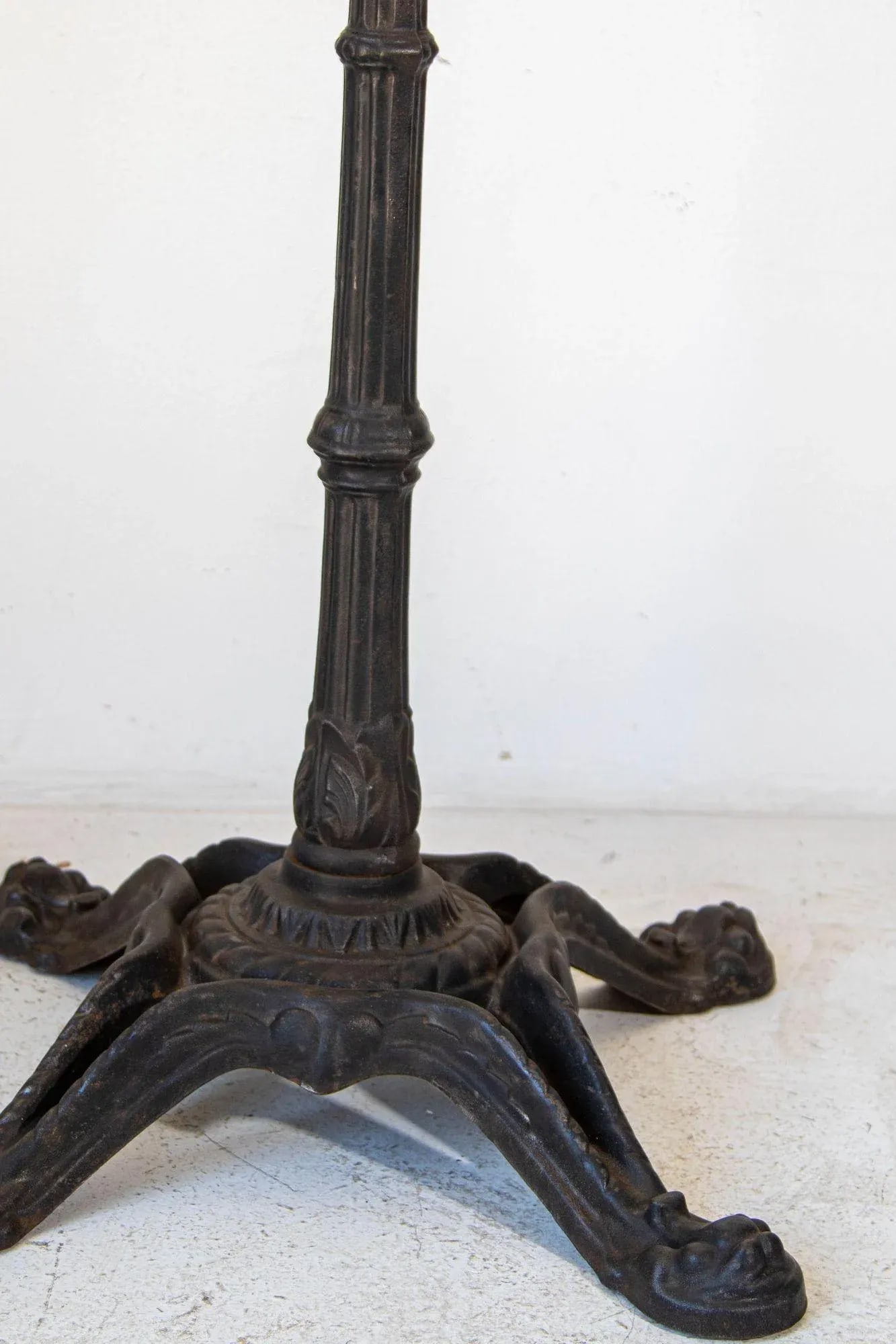 1920s Antique French Cast Iron Bistro Table Stand a Pair - 12