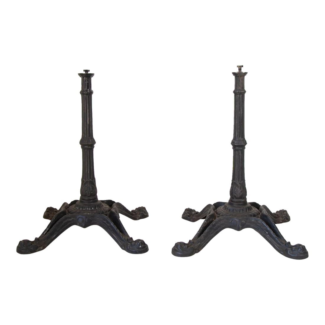 1920s Antique French Cast Iron Bistro Table Stand a Pair (1 of 13)