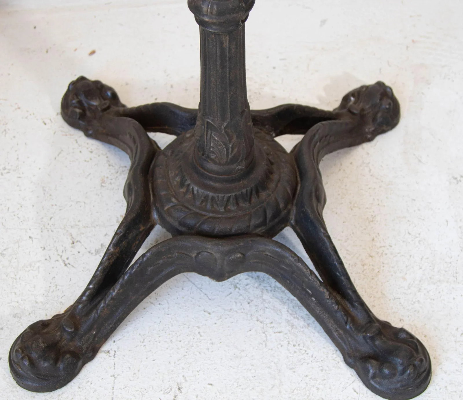 1920s Antique French Cast Iron Bistro Table Stand a Pair - 3
