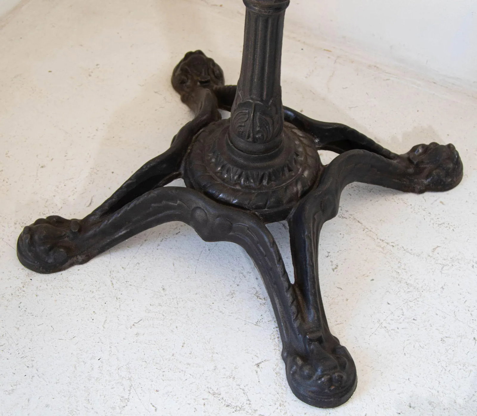 1920s Antique French Cast Iron Bistro Table Stand a Pair - 4
