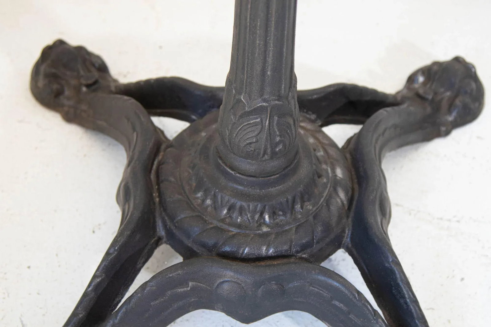 1920s Antique French Cast Iron Bistro Table Stand a Pair - 5