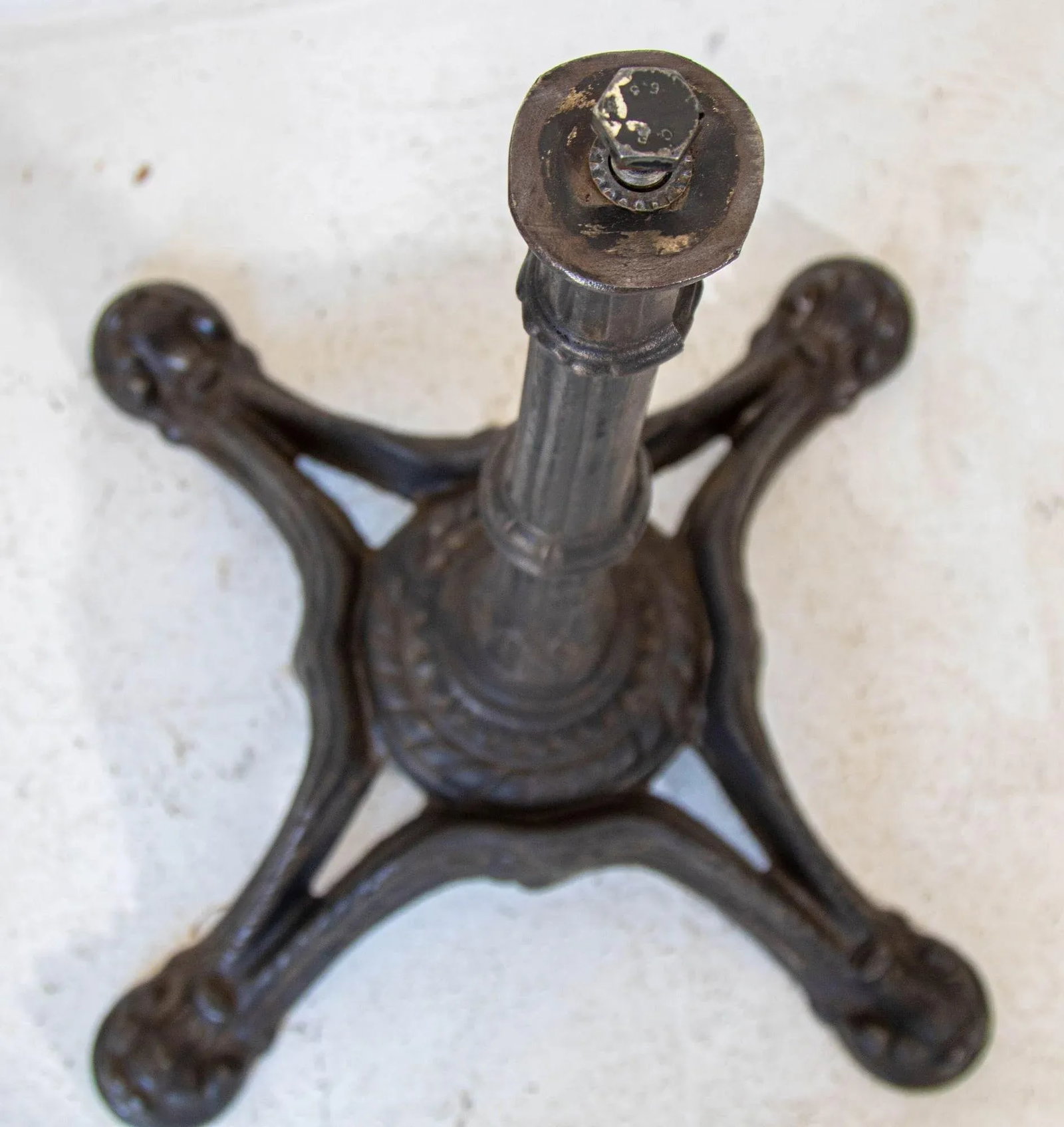 1920s Antique French Cast Iron Bistro Table Stand a Pair - 9