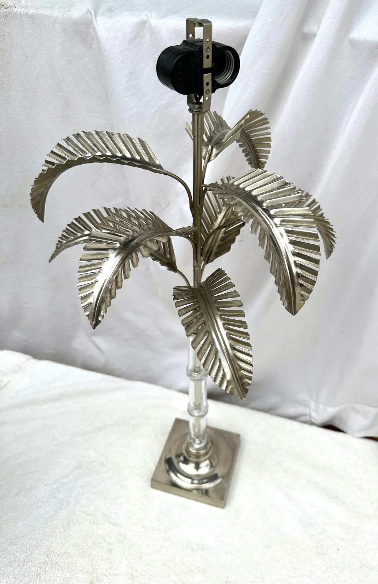 Hollywood Regency Chrome/Glass Palm Tree Table Lamp - 5