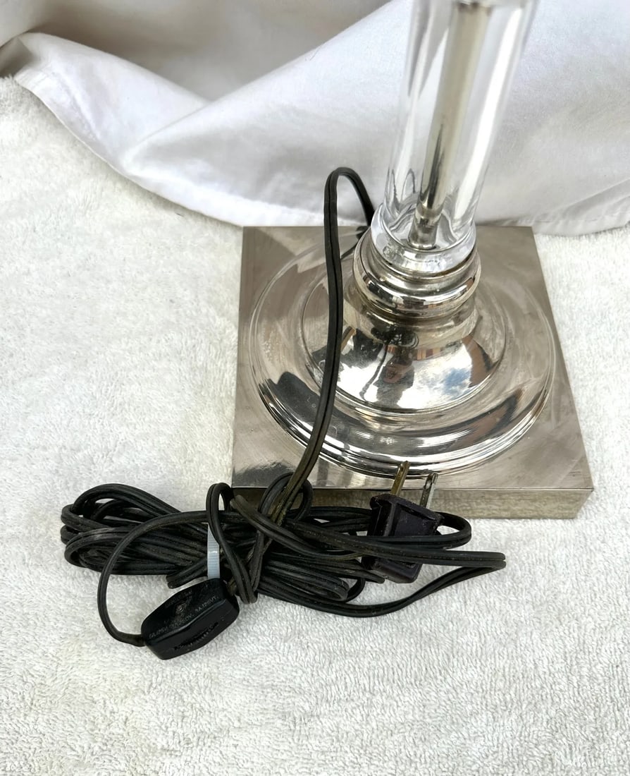 Hollywood Regency Chrome/Glass Palm Tree Table Lamp - 8