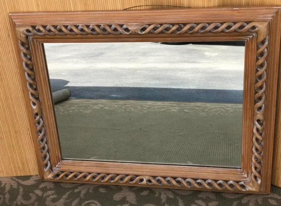 Vintage Hand Carved Pine Mirror Italy - 11