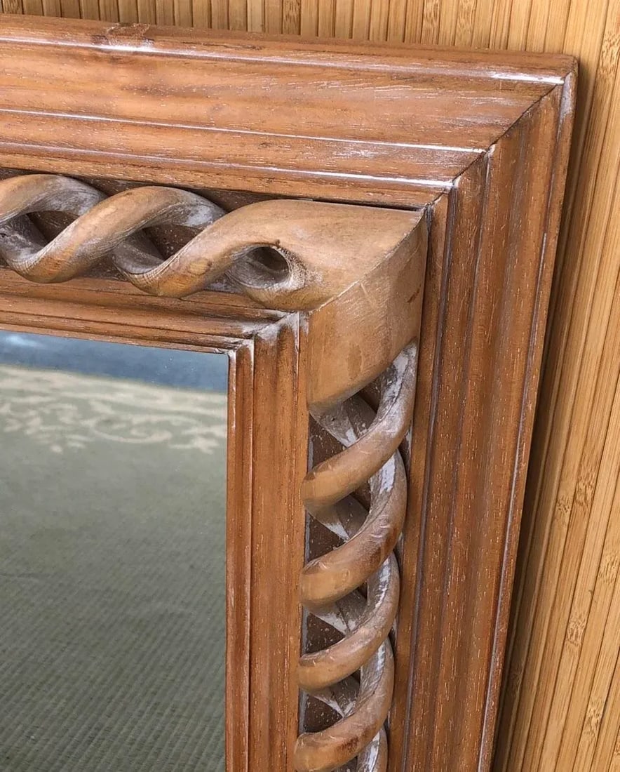 Vintage Hand Carved Pine Mirror Italy - 5