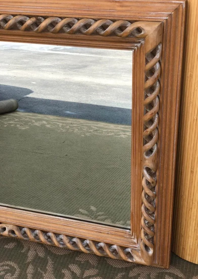 Vintage Hand Carved Pine Mirror Italy - 6