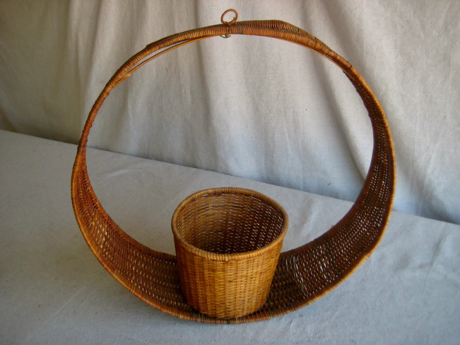 Mid Century Modern Wicker Hanging Plant Holder - 5