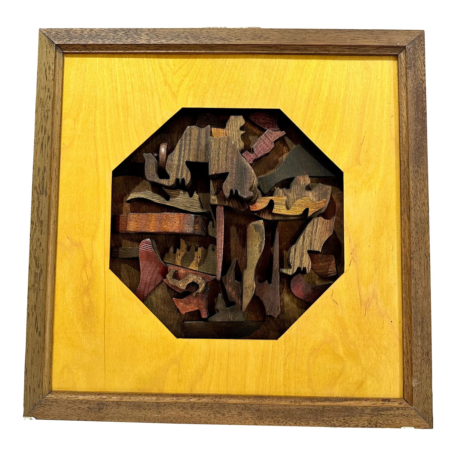 Brutalist Wood Wall Sculpture - Nevelson-Inspired, 17.5" X 17.5" (1 of 7)