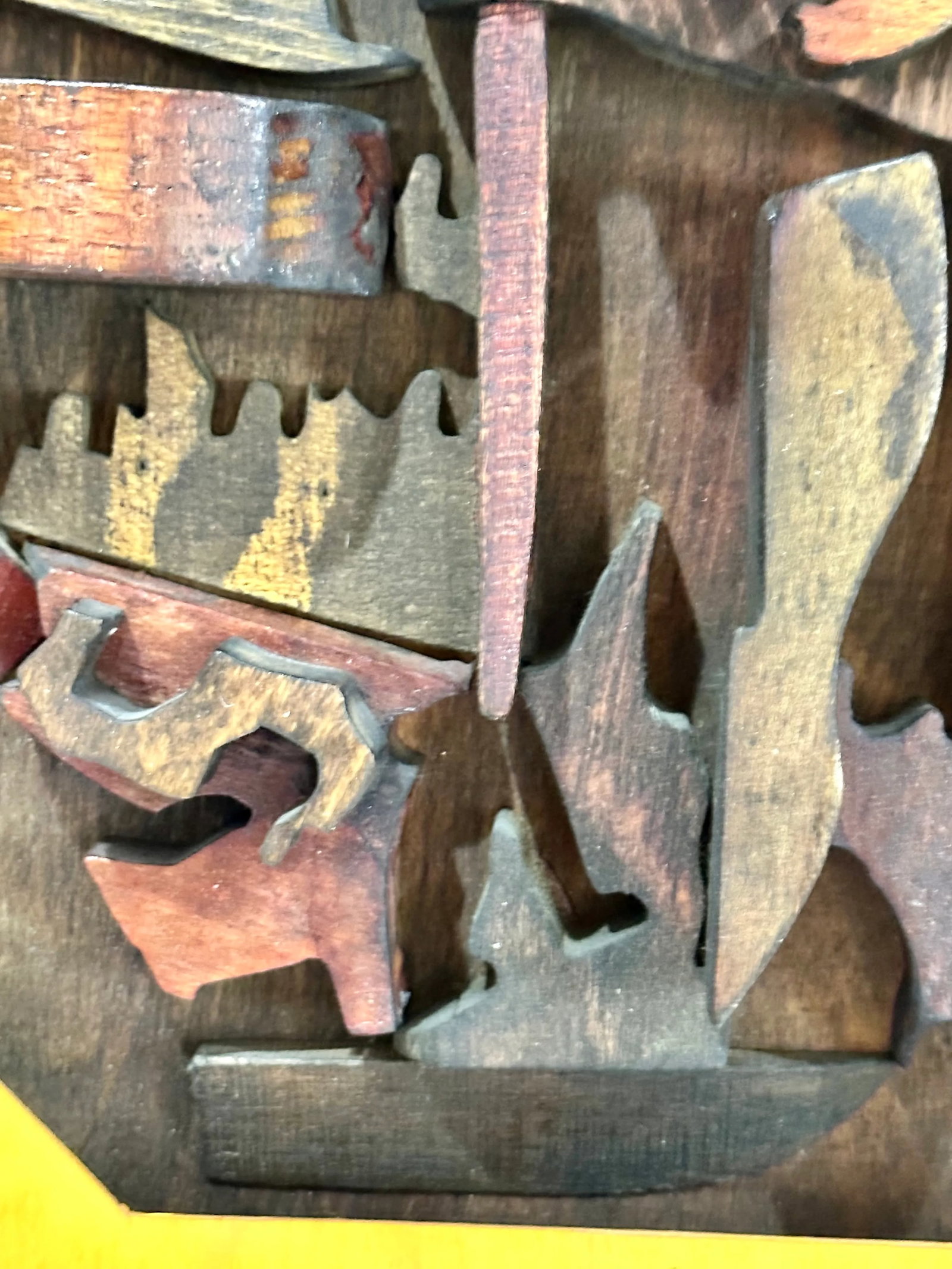 Brutalist Wood Wall Sculpture - Nevelson-Inspired, 17.5" X 17.5" - 2